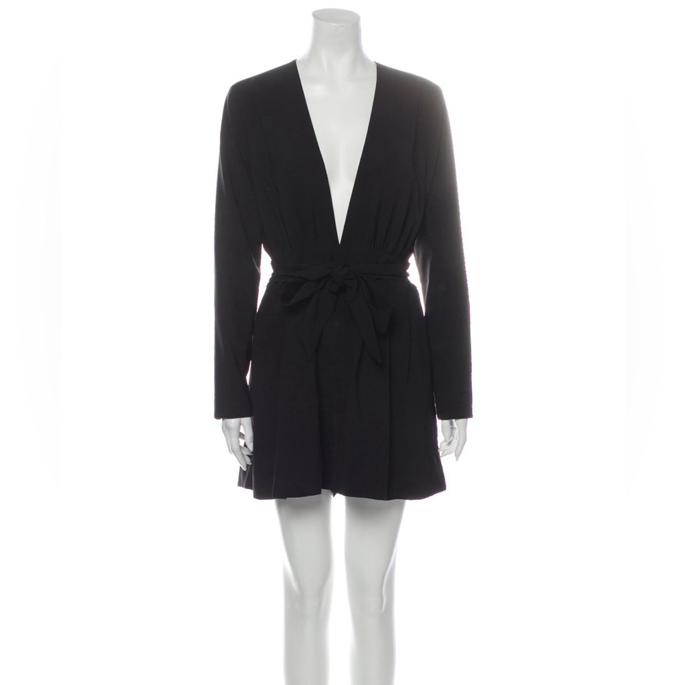 NWT RONNY KOBO Plunge Neckline Long Sleeve Belted Romper XS